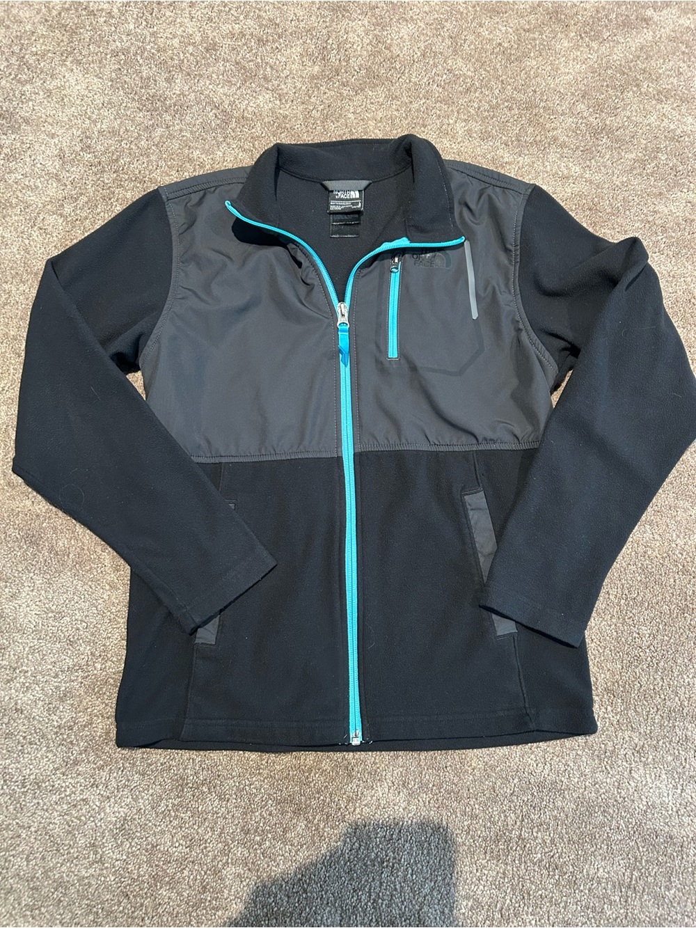 The North Face Black Fleece Jacket with Teal Trim
